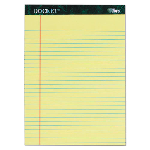 Docket Ruled Perforated Pads, Wide/Legal Rule, 50 Canary-Yellow 8.5 x 11.75 Sheets, 6/Pack-(TOP63406)