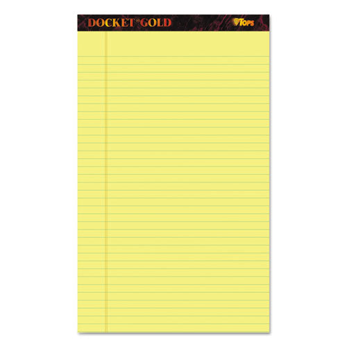 Docket Gold Ruled Perforated Pads, Wide/Legal Rule, 50 Canary-Yellow 8.5 x 14 Sheets, 12/Pack-(TOP63980)