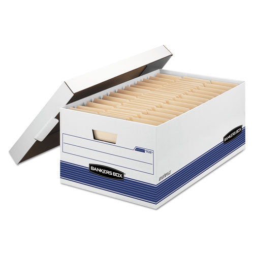 STOR/FILE Medium-Duty Storage Boxes, Legal Files, 15.88" x 25.38" x 10.25", White/Blue, 12/Carton-(FEL00702)