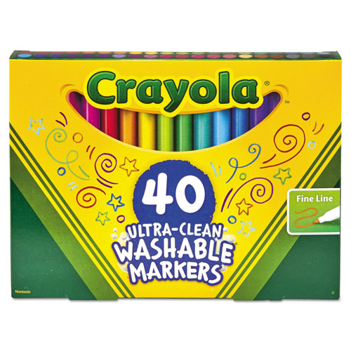 Ultra-Clean Washable Markers, Fine Bullet Tip, Assorted Colors, 40/Set-(CYO587861)