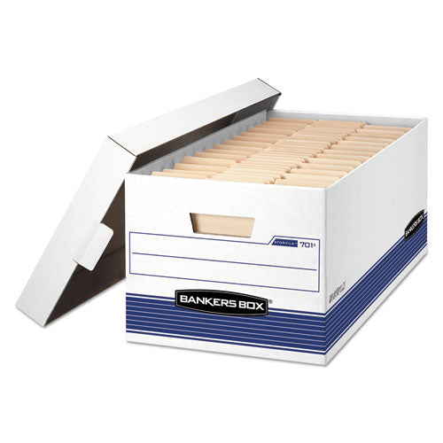 STOR/FILE Medium-Duty Storage Boxes, Letter Files, 12.88" x 25.38" x 10.25", White/Blue, 4/Carton-(FEL0070104)