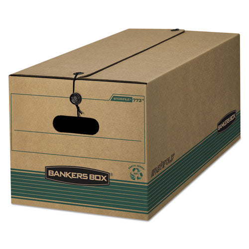 STOR/FILE Medium-Duty Strength Storage Boxes, Legal Files, 15.25" x 24.13" x 10.75", Kraft/Green, 12/Carton-(FEL00774)