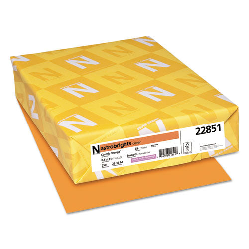 Color Cardstock, 65 lb Cover Weight, 8.5 x 11, Cosmic Orange, 250/Pack-(WAU22851)