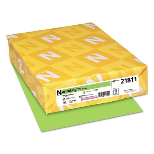 Color Cardstock, 65 lb Cover Weight, 8.5 x 11, Martian Green, 250/Pack-(WAU21811)