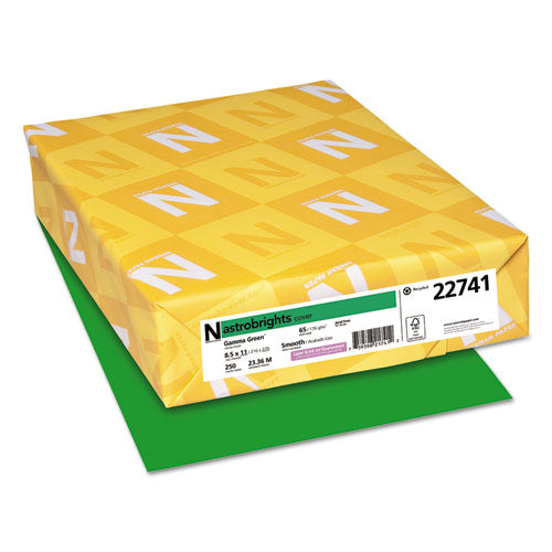 Color Cardstock, 65 lb Cover Weight, 8.5 x 11, Gamma Green, 250/Pack-(WAU22741)