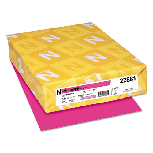 Color Cardstock, 65 lb Cover Weight, 8.5 x 11, Fireball Fuchsia, 250/Pack-(WAU22881)