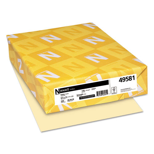 Exact Index Card Stock, 110 lb Index Weight, 8.5 x 11, Ivory, 250/Pack-(WAU49581)