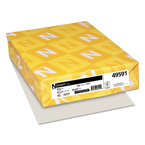 Exact Index Card Stock, 110 lb Index Weight, 8.5 x 11, Gray, 250/Pack-(WAU49591)