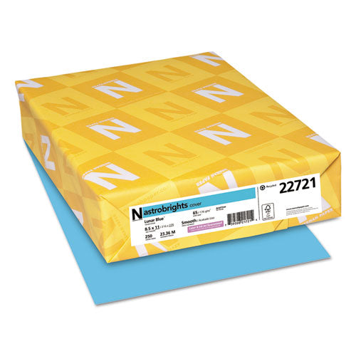 Color Cardstock, 65 lb Cover Weight, 8.5 x 11, Lunar Blue, 250/Pack-(WAU22721)