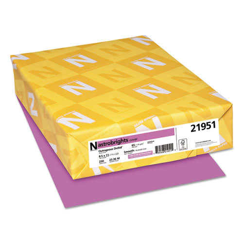 Color Cardstock, 65 lb Cover Weight, 8.5 x 11, Outrageous Orchid, 250/Pack-(WAU21951)