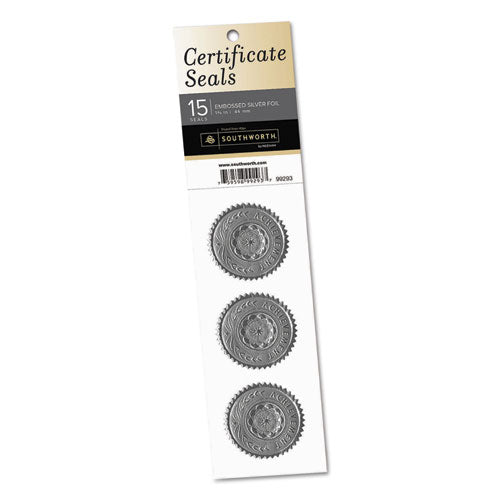 Certificate Seals, 1.75" dia, Silver, 3/Sheet, 5 Sheets/Pack-(SOU99293)