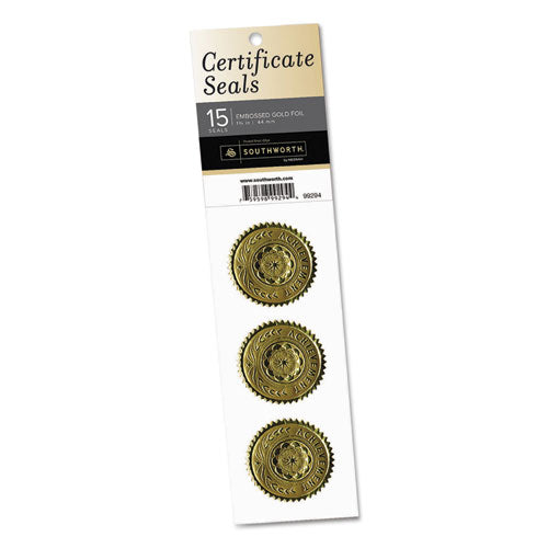 Certificate Seals, 1.75" dia, Gold, 3/Sheet, 5 Sheets/Pack-(SOU99294)