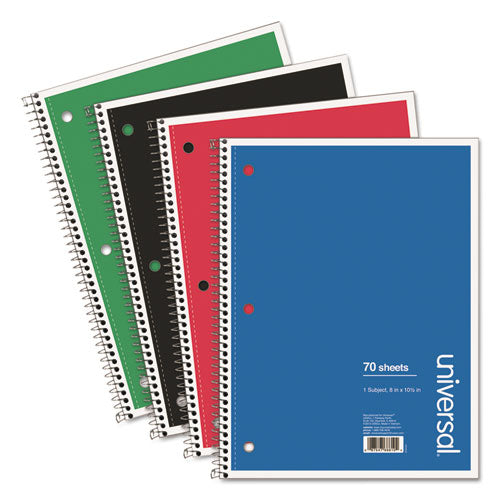 Wirebound Notebook, 1-Subject, Medium/College Rule, Assorted Cover Colors, (70) 10.5 x 8 Sheets, 4/Pack-(UNV66614)