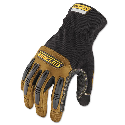 Ranchworx Leather Gloves, Black/Tan, Medium-(IRNRWG203M)