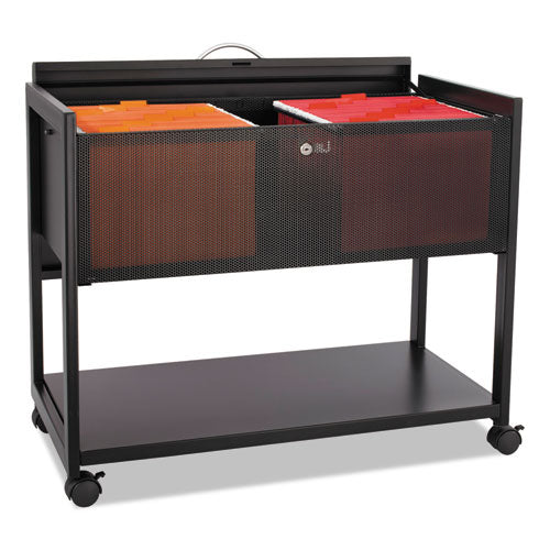 Locking Top Mobile Tub File, Metal, 1 Shelf, 1 Bin, 33.25" x 17" x 27", Black-(SAF5353BL)