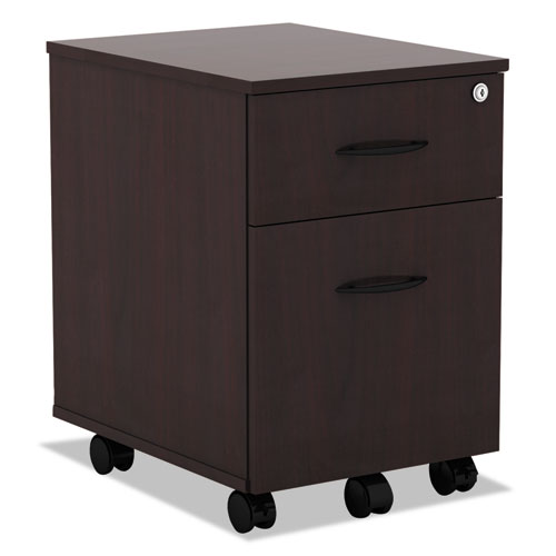 Alera Valencia Series Mobile Pedestal, Left or Right, 2-Drawers: Box/File, Legal/Letter, Mahogany, 15.88" x 19.13" x 22.88"-(ALEVABFMY)