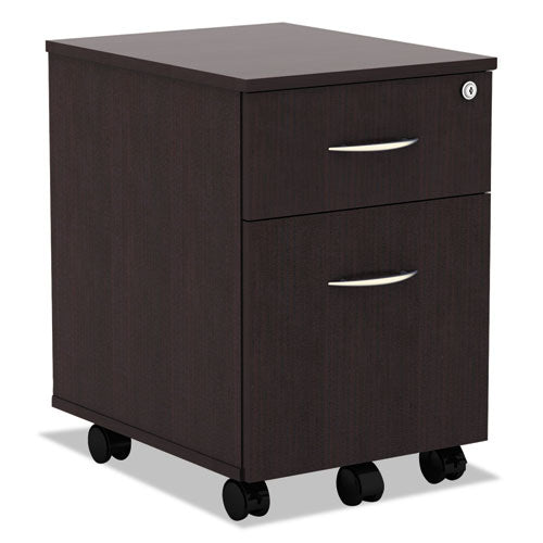 Alera Valencia Series Mobile Pedestal, Left or Right, 2-Drawers: Box/File, Legal/Letter, Espresso, 15.88" x 19.13" x 22.88"-(ALEVABFES)