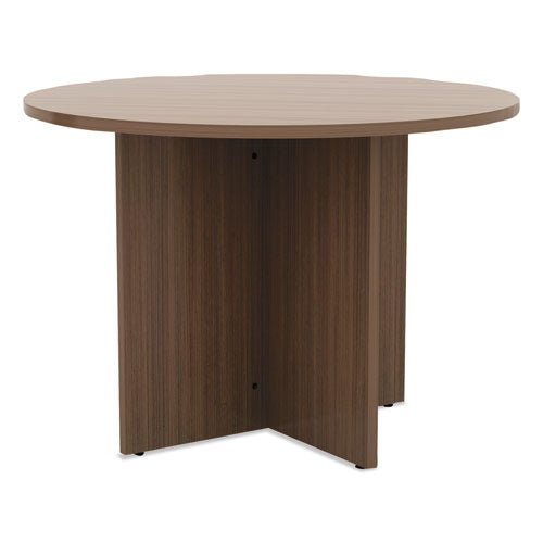 Alera Valencia Round Conference Table with Legs, 42" Diameter x 29.5h, Modern Walnut-(ALEVA7142WA)