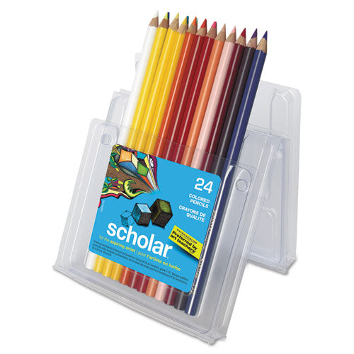 Scholar Colored Pencil Set, 3 mm, 2B (#2), Assorted Lead/Barrel Colors, 24/Pack-(SAN92805)