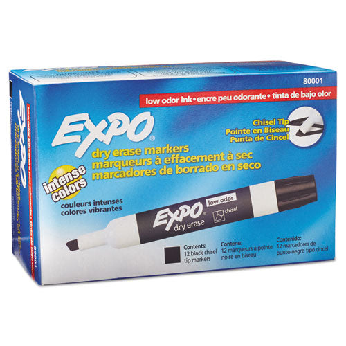 Low-Odor Dry-Erase Marker, Broad Chisel Tip, Black, Dozen-(SAN80001)