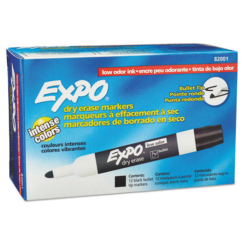 Low-Odor Dry-Erase Marker, Medium Bullet Tip, Black, Dozen-(SAN82001)