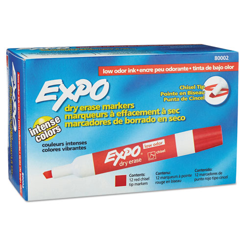 Low-Odor Dry-Erase Marker, Broad Chisel Tip, Red, Dozen-(SAN80002)