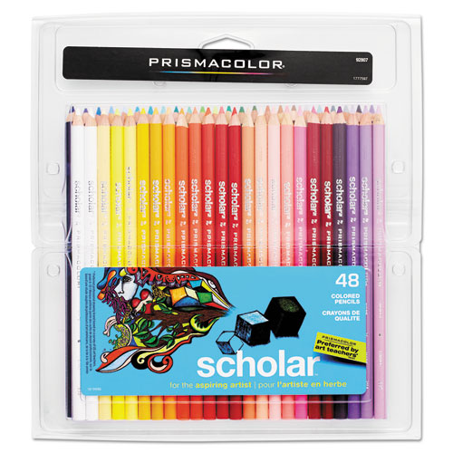 Scholar Colored Pencil Set, 3 mm, HB (#2.5), Assorted Lead/Barrel Colors, 48/Pack-(SAN92807)