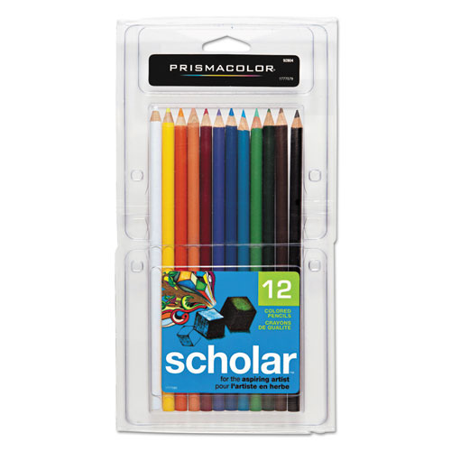 Scholar Colored Pencil Set, 3 mm, 2B (#2), Assorted Lead/Barrel Colors, Dozen-(SAN92804)