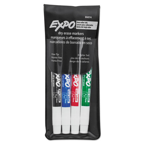 Low-Odor Dry-Erase Marker, Fine Bullet Tip, Assorted Colors, 4/Set-(SAN86074)