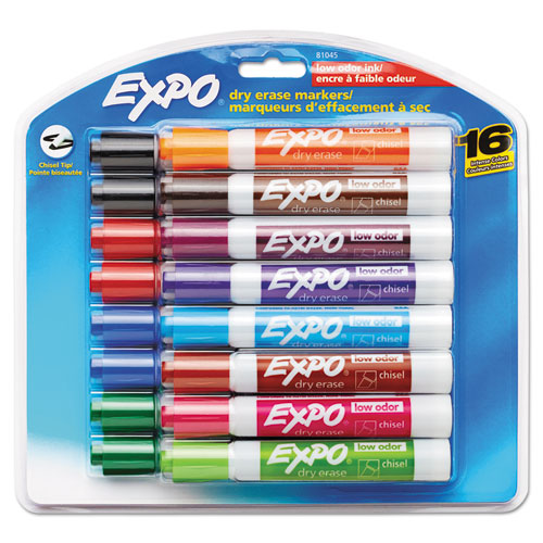 Low-Odor Dry-Erase Marker, Broad Chisel Tip, Assorted Colors, 16/Set-(SAN81045)