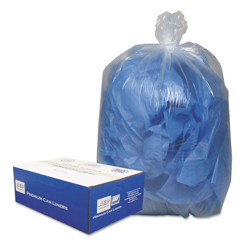 Linear Low-Density Can Liners, 60 gal, 0.9 mil, 38" x 58", Clear, 10 Bags/Roll, 10 Rolls/Carton-(WBI385822C)