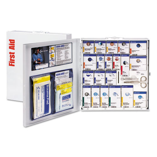 ANSI 2015 SmartCompliance Food Service First Aid Kit, w/o Medication, 50 People, 260 Pieces, Metal Case-(FAO746006021)