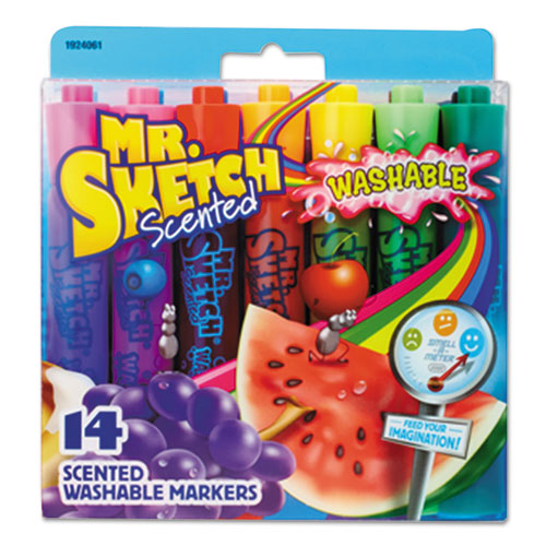 Washable Markers, Broad Chisel Tip, Assorted Colors, 14/Set-(SAN1924061)