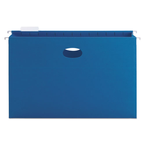 Hanging Pockets with Full-Height Gusset, 1 Section, 3" Capacity, Legal Size, 1/5-Cut Tabs, Sky Blue, 25/Box-(SMD64370)