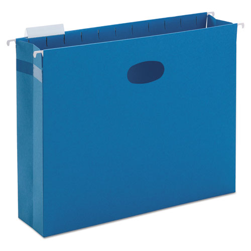 Hanging Pockets with Full-Height Gusset, 1 Section, 3" Capacity, Letter Size, 1/5-Cut Tabs, Sky Blue, 25/Box-(SMD64270)