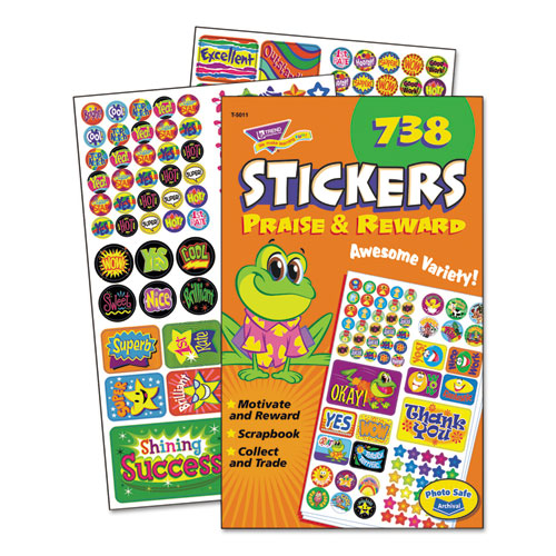 Sticker Assortment Pack, Frogs, Starts, Thank You!, Assorted Colors, 738/Pad-(TEP5011)