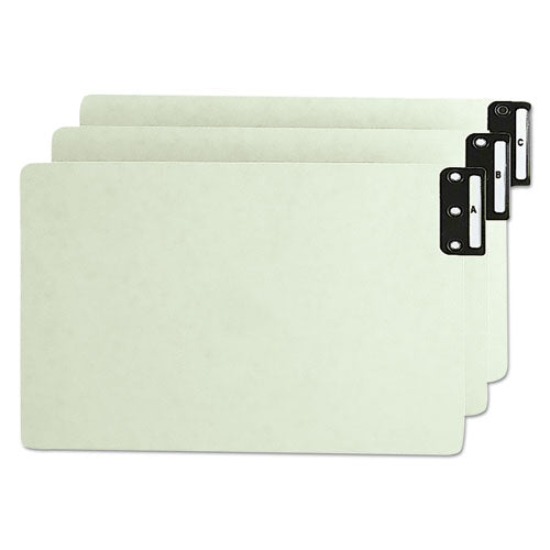 100% Recycled End Tab Pressboard Guides with Metal Tabs, 1/3-Cut End Tab, A to Z, 8.5 x 14, Green, 25/Set-(SMD63276)