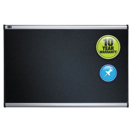 Prestige Embossed Foam Bulletin Board, 72 x 48, Black Surface, Silver Aluminum Frame-(QRTB347A)