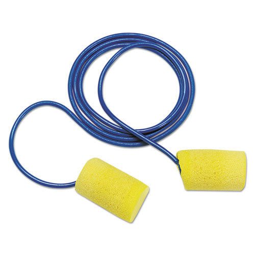 E-A-R Classic Earplugs, Corded, PVC Foam, Yellow, 200 Pairs/Box-(MMM3111101)