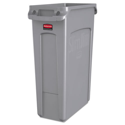 Slim Jim with Venting Channels, 23 gal, Plastic, Gray-(RCP354060GY)