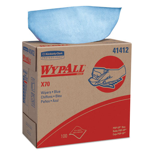 X70 Cloths, POP-UP Box, 9.13 x 16.8, Blue, 100/Box, 10 Boxes/Carton-(KCC41412)