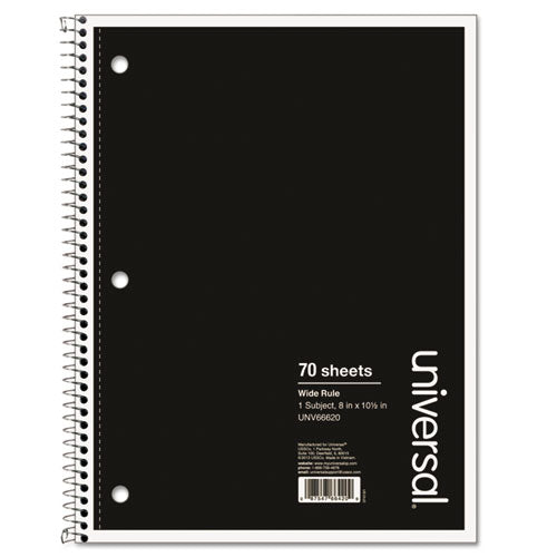 Wirebound Notebook, 1-Subject, Wide/Legal Rule, Black Cover, (70) 10.5 x 8 Sheets-(UNV66620)