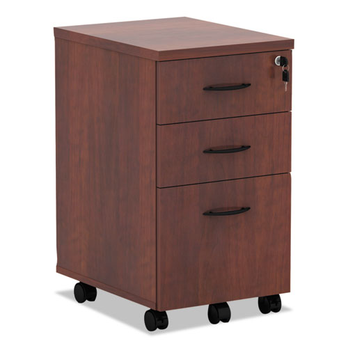 Alera Valencia Series Mobile Pedestal File, Left/Right, 3-Drawer: Box/Box/File, Legal/Letter, Cherry, 15.88" x 20.5" x 28.38"-(ALEVA572816MC)