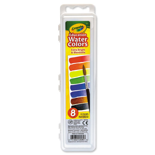 Watercolors, 8 Assorted Colors, Palette Tray-(CYO530080)