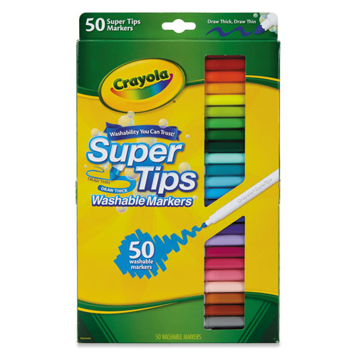 Washable Super Tips Markers, Fine/Broad Bullet Tips, Assorted Colors, 50/Set-(CYO585050)