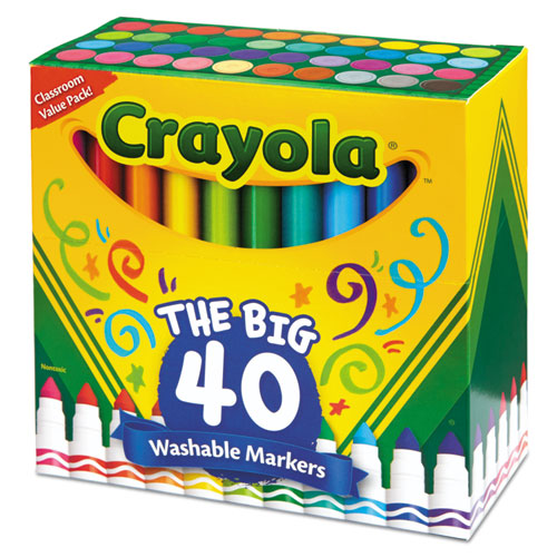 Ultra-Clean Washable Markers, Broad Bullet Tip, Assorted Colors, 40/Set-(CYO587858)