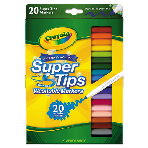 Washable Super Tips Markers, Fine/Broad Bullet Tips, Assorted Colors, 20/Set-(CYO588106)