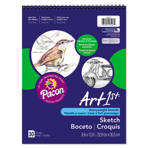 Art1st Artists Sketch Pad, Unruled, 30 White 9 x 12 Sheets-(PAC103207)