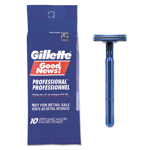 GoodNews Regular Disposable Razor, 2 Blades, Navy Blue, 10/Pack, 10 Pack/Carton-(PGC11004CT)