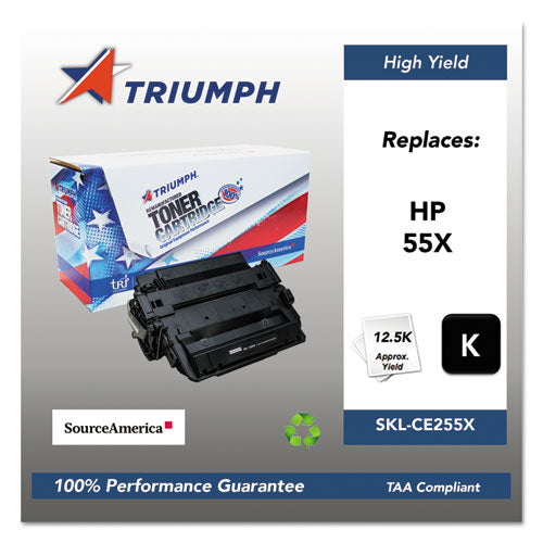 751000NSH1098 Remanufactured CE255X (55X) High-Yield Toner, 12,500 Page-Yield, Black-(SKLCE255X)
